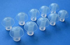 10 large (l) soft replacement mushroom domes eartips compatible with walker's game ear: game ear hd power elite, elite comm, hd pro elite, hd elite, ultra ear camo bte (behind the ear) hearing aids