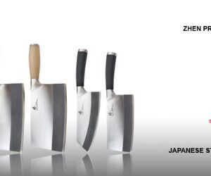 ZHEN Japanese VG-10 3-Layer Forged High Carbon Stainless Steel Light Slicer Chopping Chef Butcher Knife/Cleaver, 6.5-inch, TPR Handle -,Black