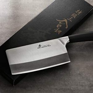 ZHEN Japanese VG-10 3-Layer Forged High Carbon Stainless Steel Light Slicer Chopping Chef Butcher Knife/Cleaver, 6.5-inch, TPR Handle -,Black