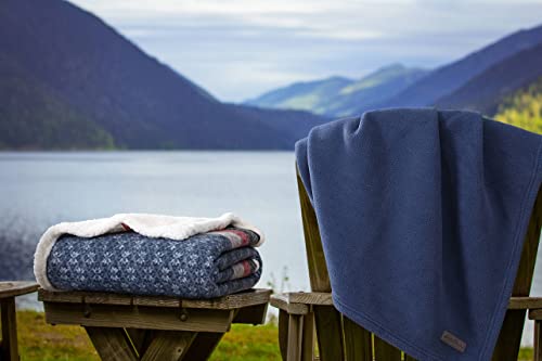 Eddie Bauer Brushed Throw Blanket Reversible Sherpa & Brushed Fleece, Lightweight Home Decor for Bed or Couch, Fair Isle Midnight