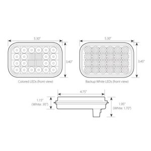 GG Grand General 77182 Red Rectangular Pearl 24-LED Stop/Turn/Tail Sealed Light