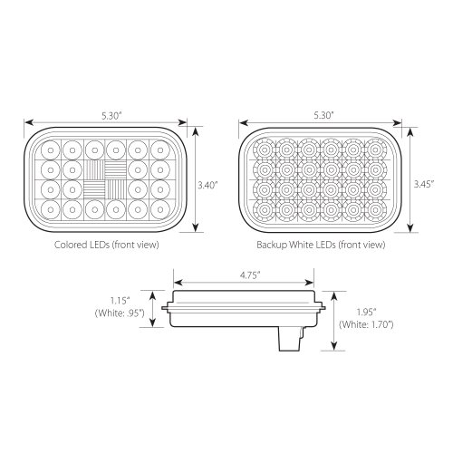 GG Grand General 77182 Red Rectangular Pearl 24-LED Stop/Turn/Tail Sealed Light