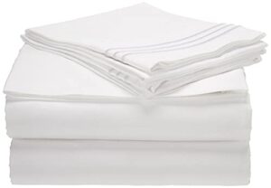 celine linen 1800 series egyptian quality super soft wrinkle resistant & fade resistant beautiful design on pillowcases 4-piece sheet set, deep pocket up to 16inch, full white