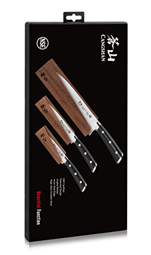 Cangshan TS Series 1020854 Swedish 14C28N Steel Forged 3-Piece Starter Knife Set with Wood Sheaths