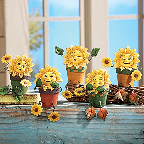 Collections Etc Collectible Sunflower Shelf Sitters - Set of 5 Yellow