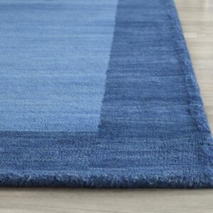 safavieh himalaya collection area rug - 8' x 10', light blue & dark blue, handmade wool, ideal for high traffic areas in living room, bedroom (him580a)