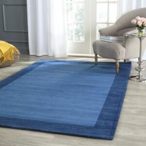 SAFAVIEH Himalaya Collection Area Rug - 8' x 10', Light Blue & Dark Blue, Handmade Wool, Ideal for High Traffic Areas in Living Room, Bedroom (HIM580A)