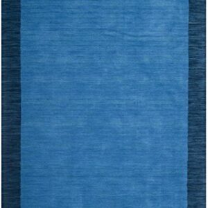 SAFAVIEH Himalaya Collection Area Rug - 8' x 10', Light Blue & Dark Blue, Handmade Wool, Ideal for High Traffic Areas in Living Room, Bedroom (HIM580A)