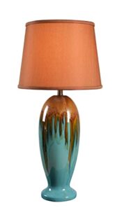 kenroy home 32366teal tucson end table lamp, teal ceramic glaze large