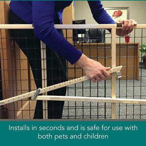 MYPET North States 50" Extra Wide Wire Mesh Petgate. Hassle free install with no tools. Pressure Mount. Fits 29.5"-50" wide (31" Tall, Sustainable Hardwood)