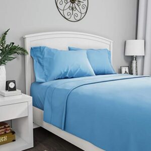 bedford home series 1200 3 piece twin sheet blue sheet & pillowcase sets