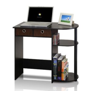 Furinno Go Green Home Laptop Notebook Computer Desk/Table with 2 Drawer Bins, Espresso/Black/Brown