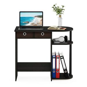 Furinno Go Green Home Laptop Notebook Computer Desk/Table with 2 Drawer Bins, Espresso/Black/Brown