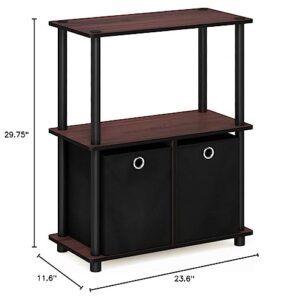 Furinno Go Green 3-Tier Multipurpose Storage Shelf with Bins, Dark Cherry/Black