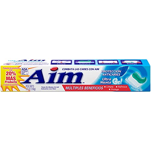 Aim Aim Cavity Protection Toothpaste Mint Gel, 5.5 Ounce (Pack of 3)