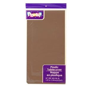 pack of 4: disposable dark brown/chocolate plastic tablecloths/table covers, 54 x 108 inches each