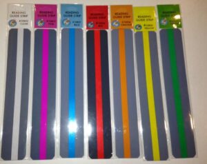 crystal children and teacher supply guided reading strips asst. set of 7 (colored overlays)