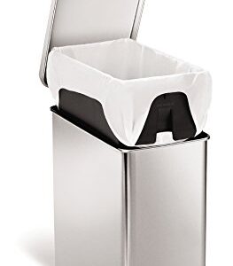 simplehuman 10 Liter / 2.6 Gallon Stainless Steel Bathroom Slim Profile Trash Can, Brushed Stainless Steel