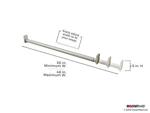 CLOSETMAID 8891 SuiteSymphony Expandable Closet Rod, Satin Nickel