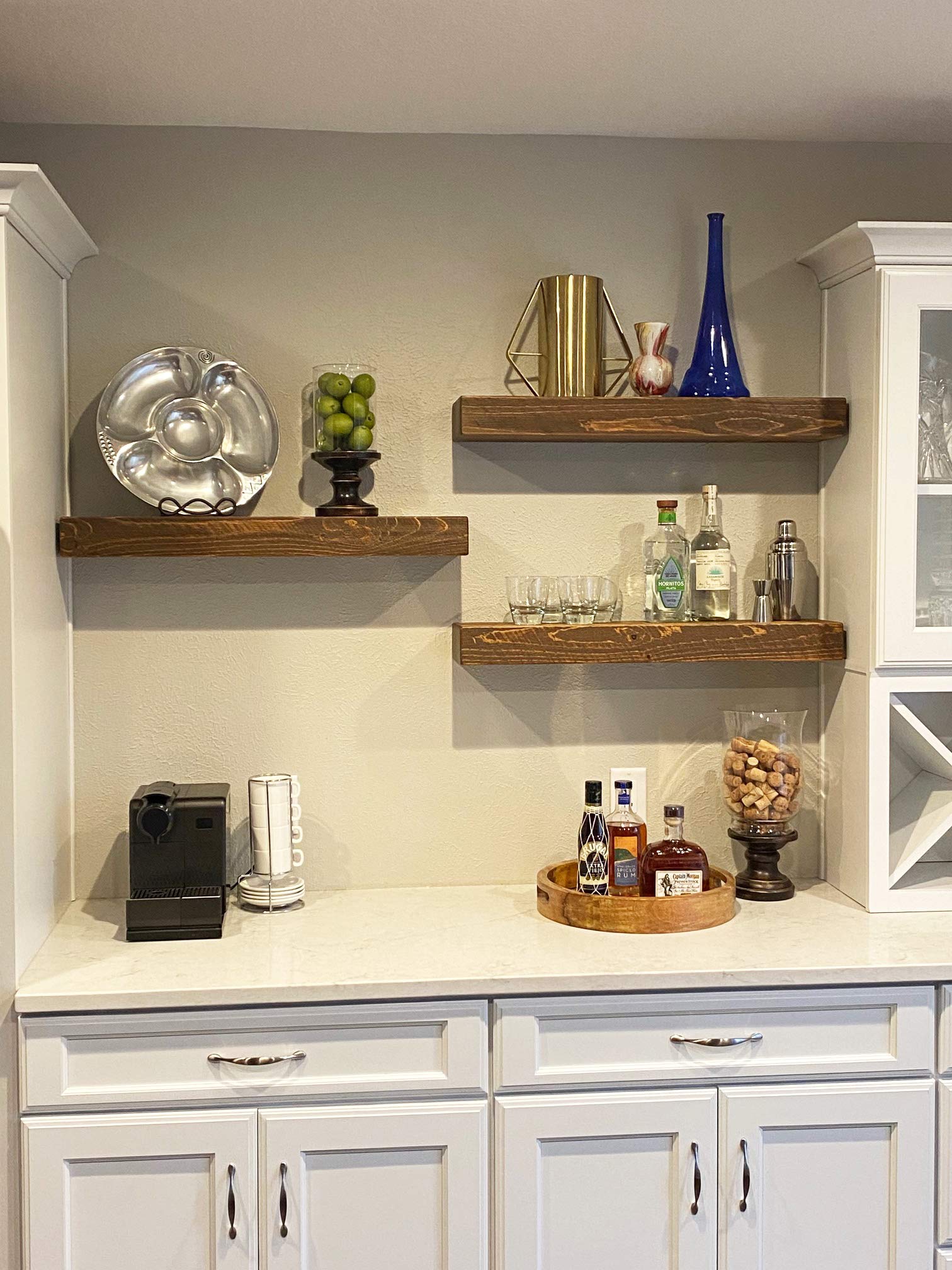 Joel's Antiques, Floating Shelf, Mountable, Rustic, Solid Wood, Pine, Medium Brown, Chunky, (3" x 7" x 36")