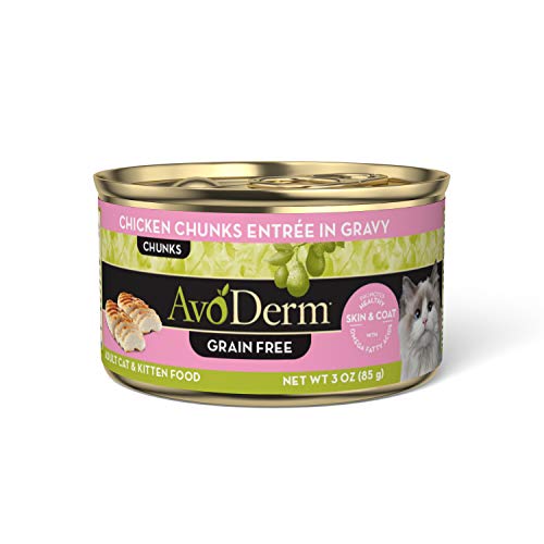 Avoderm Natural Grain Free Wet Cat Food, Chicken Chunks Entrée In Gravy, 3 Oz Cans, Case Of 24