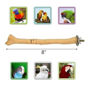 Hamiledyi Wood Bird Perch Stand Parrot Stand Branch Natural Wood Stick Paw Grinding Cage Accessories for Parrots Parakeets Cockatiels Conures Lovebirds(2 Pcs)