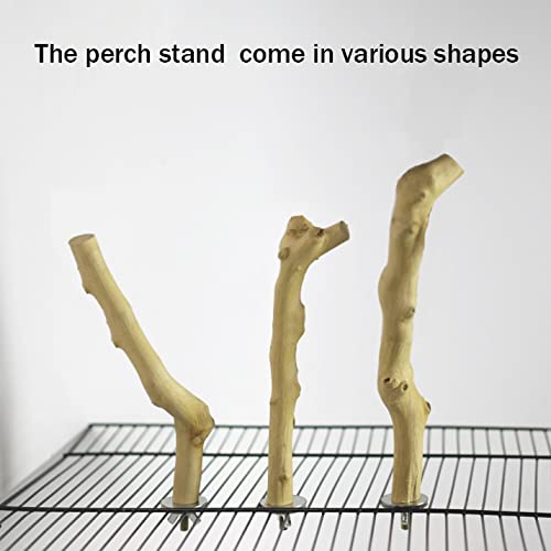 Hamiledyi Wood Bird Perch Stand Parrot Stand Branch Natural Wood Stick Paw Grinding Cage Accessories for Parrots Parakeets Cockatiels Conures Lovebirds(2 Pcs)