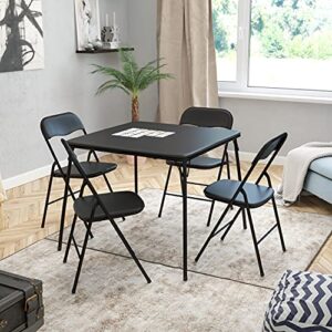 flash furniture madison 5 piece black folding card table and chair set