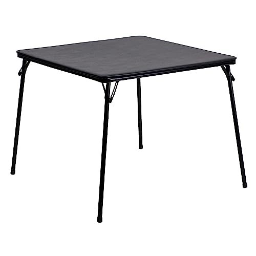 Flash Furniture Madelyn Folding Card Table - Black | Portable Square Table with Collapsible Legs