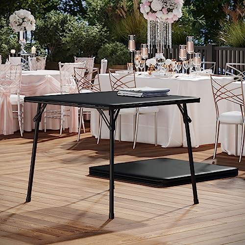 Flash Furniture Madelyn Folding Card Table - Black | Portable Square Table with Collapsible Legs