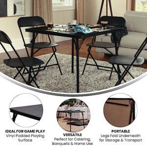 Flash Furniture Madelyn Folding Card Table - Black | Portable Square Table with Collapsible Legs