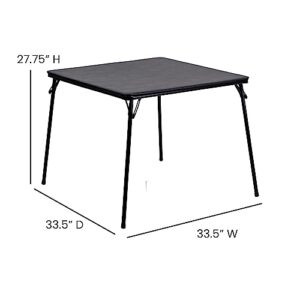 Flash Furniture Madelyn Folding Card Table - Black | Portable Square Table with Collapsible Legs