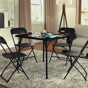 Flash Furniture Madelyn Folding Card Table - Black | Portable Square Table with Collapsible Legs