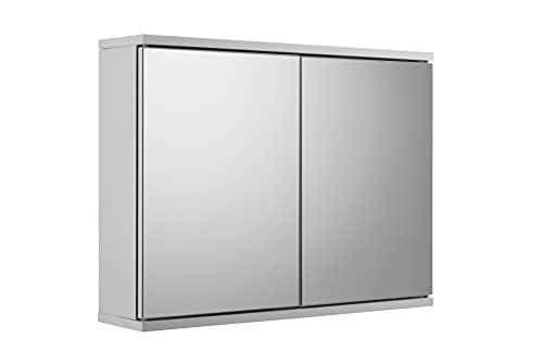 Croydex WC257022AZ Simplicity Double Door Mirrored Medicine Cabinet with Magnetic Push Catch Opening, White