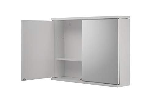 Croydex WC257022AZ Simplicity Double Door Mirrored Medicine Cabinet with Magnetic Push Catch Opening, White
