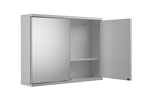 Croydex WC257022AZ Simplicity Double Door Mirrored Medicine Cabinet with Magnetic Push Catch Opening, White