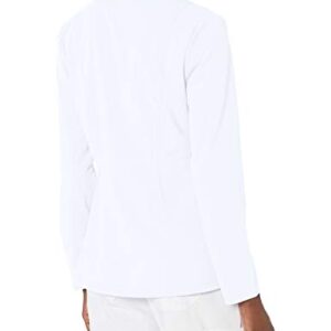 Dickies womens Xtreme Stretch Crew Neck Snap Front Warm-up Medical Scrubs Jacket, White, Medium US