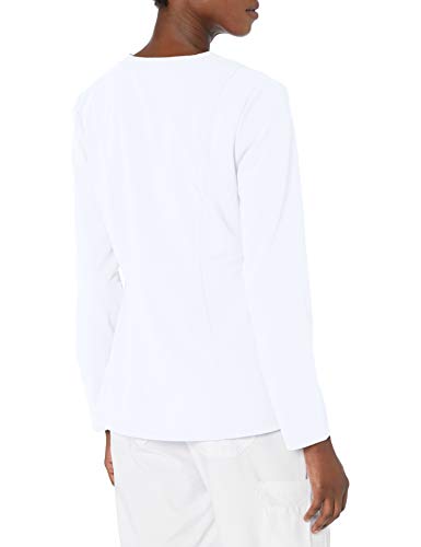 Dickies womens Xtreme Stretch Crew Neck Snap Front Warm-up Medical Scrubs Jacket, White, Medium US