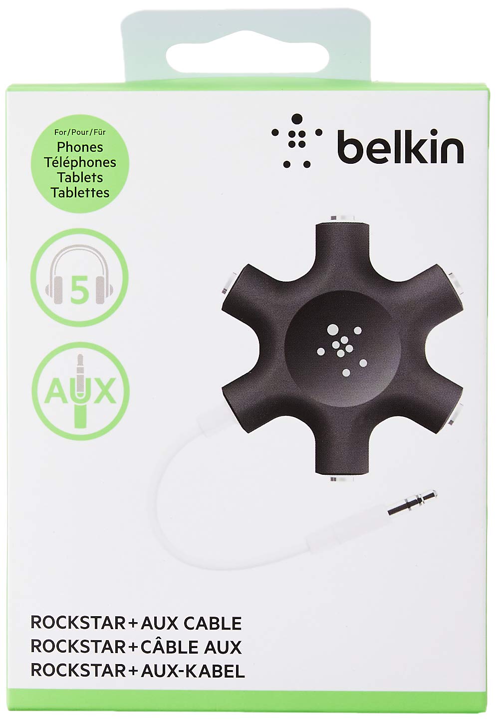 Belkin Rockstar 5-Jack Multi Headphone Audio Splitter (Black) - Headphone Splitter Designed To Connect Up To 5 Devices For Classrooms, Audio Mixing & Shared Experiences - For Iphone, Ipad & More