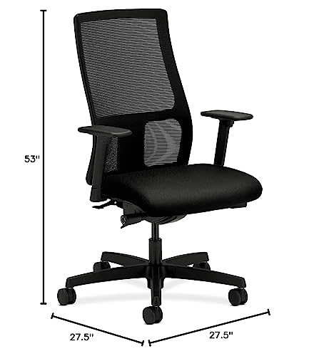 HON Ignition Series Mid-Back Work Chair - Mesh Computer Chair for Office Desk, Black (HIWM2)