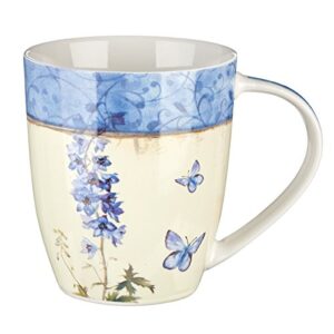 Christian Art Gifts Bible Verse Mug for Women Butterfly Scripture Mug w/Blue Flowers – The Lord’s Mercies Lamentations 3:22-23 Mug Inspirational Coffee Cup and Christian Gift (12 oz Ceramic Cup)