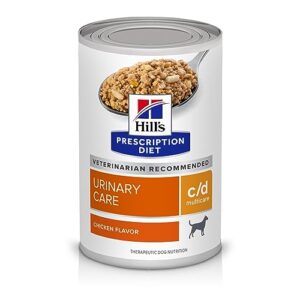 hill's prescription diet c/d multicare urinary care chicken flavor wet dog food, veterinary diet, 13 oz. cans, 12-pack