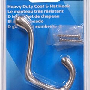 Hardware Essentials 852307 Heavy Duty Coat and Hat Hook Satin Nickel