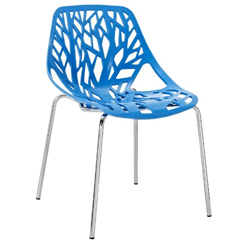 Modway Stencil Modern Stacking Kitchen and Dining Room Chair in Blue