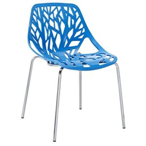 Modway Stencil Modern Stacking Kitchen and Dining Room Chair in Blue