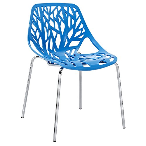 Modway Stencil Modern Stacking Kitchen and Dining Room Chair in Blue