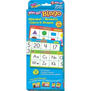 trend enterprises, inc. alphabet, numbers, colors & shapes wipe-off bingo (t-6601)