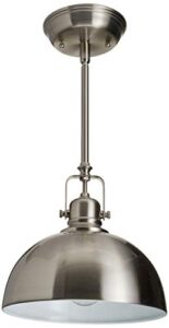 canarm ipl222b01bn polo 1 light 9" rod pendant, brushed nickel with painted white interior, silver