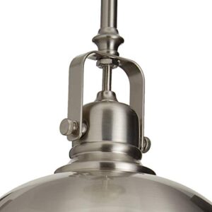 CANARM IPL222B01BN Polo 1 Light 9" Rod Pendant, Brushed Nickel with Painted White Interior, Silver