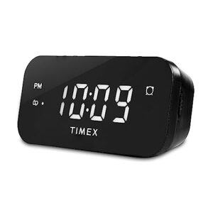timex alarm clock with large display, digital alarm clock for bedroom includes 120v universal power adapter (t121b - black)